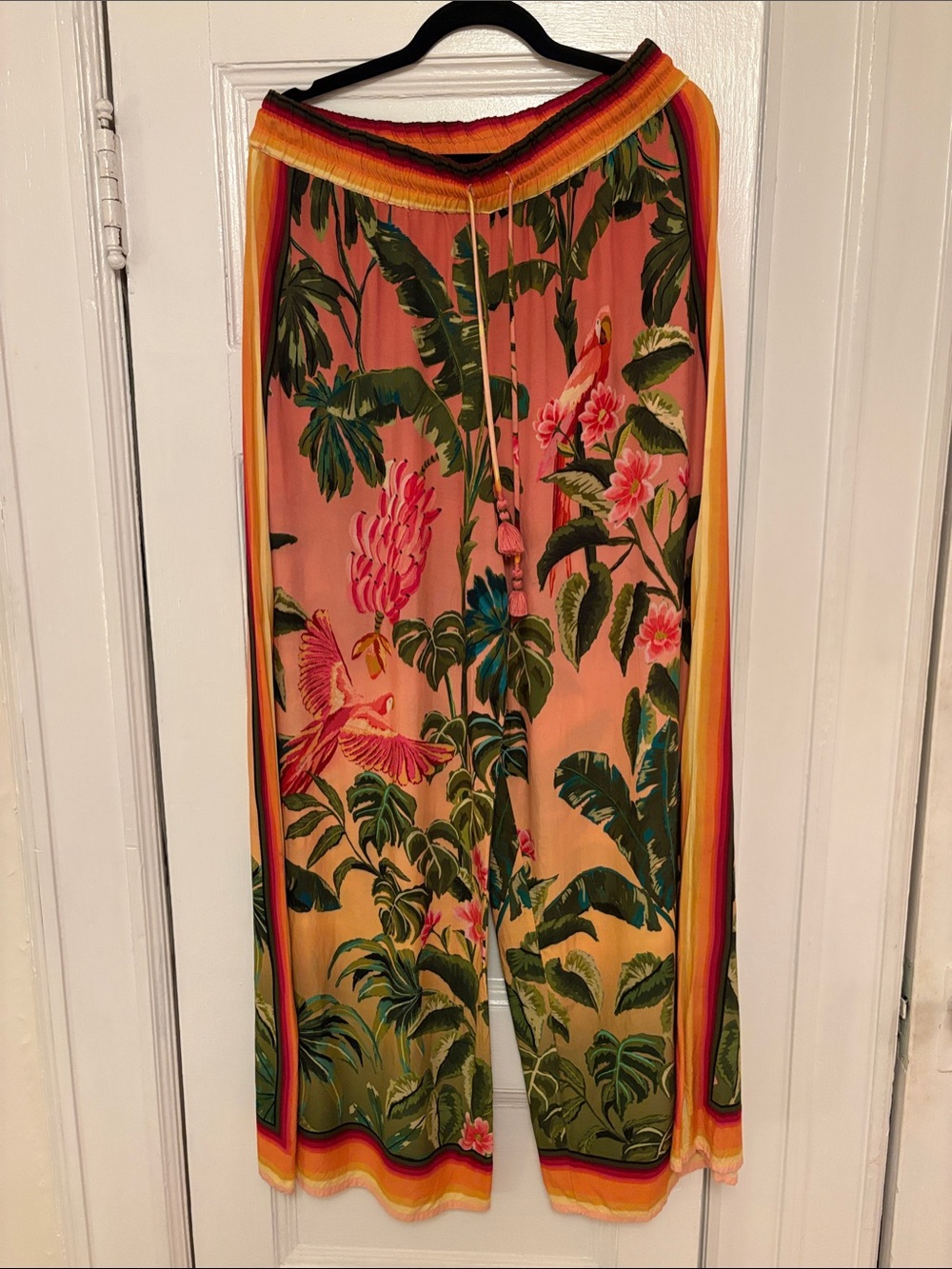 FARM Rio Coral Tropical Floral Wide-Leg Pants